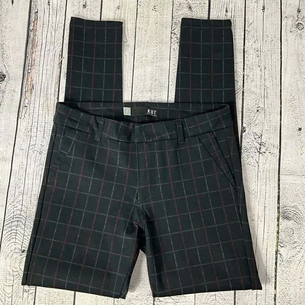KUT From The Kloth MIA Ankle Skinny Plaid Dress Pants